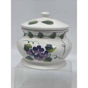 Waverly Sweet Violets Jar With Lid Covered Small Canister Made 2003-05 DC HTF